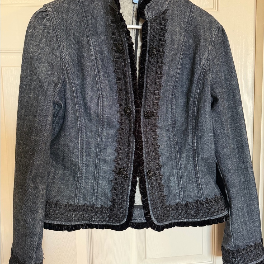 Denver Hayes Dark Gray Jean Jacket with Black Detailing
